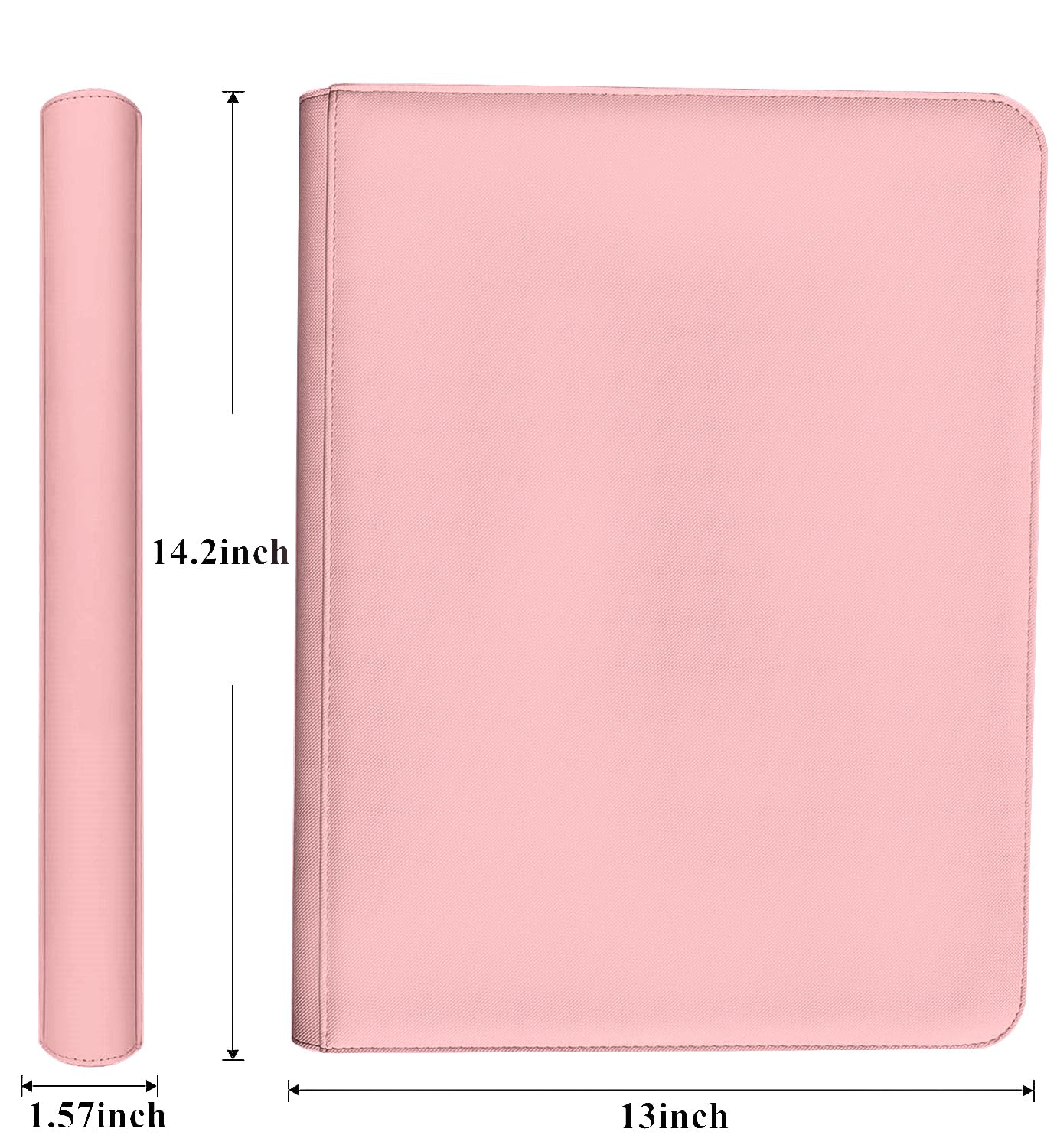12 Pocket Card Binder, 720 Pockets PU Leather Zipper Trading Card Collection Album, Side-Loading Card Storage Folders for MTG, TCG, Game/Sport Crads (Pink, 12 Pockets)