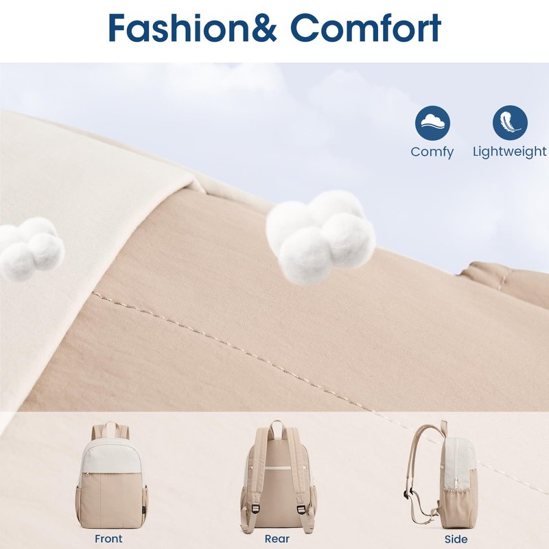 G4Free Mini Backpack for Women Water-resistant Hiking Backpack with Adjustable Shoulder Straps for Travel Shop Work Casual(Beige&Khaki)