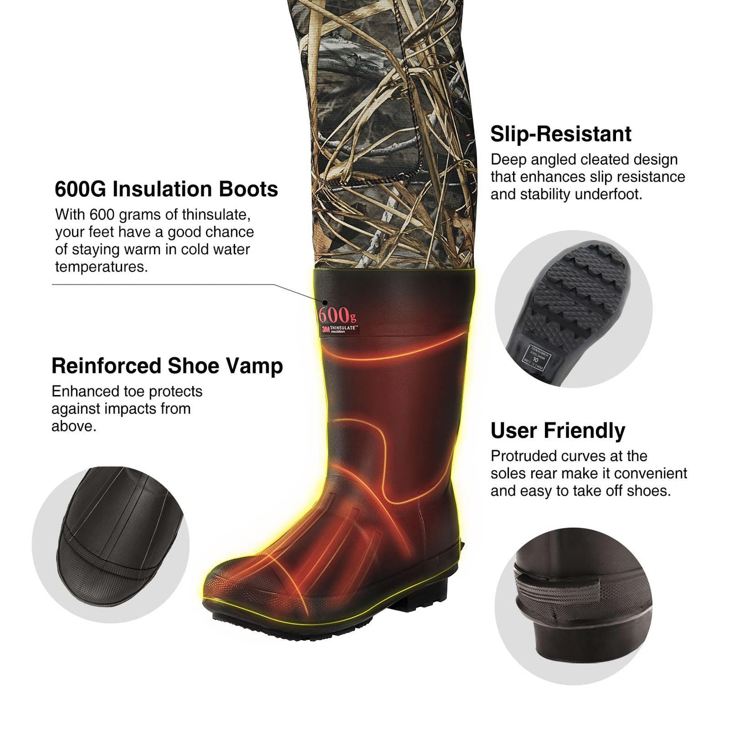 TIDEWE Chest Hunting Waders for Men, Waterproof Neoprene Waders 600G NE11