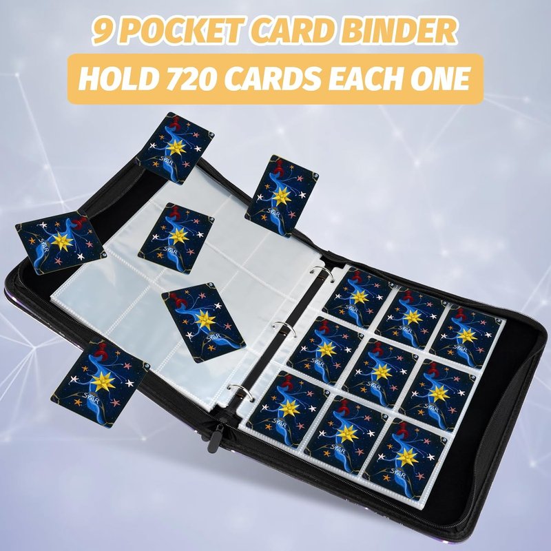 Premium Card Binder for MTG & Trading Cards - 720 Double-Sided Pocket Collector Album | Black Purple
