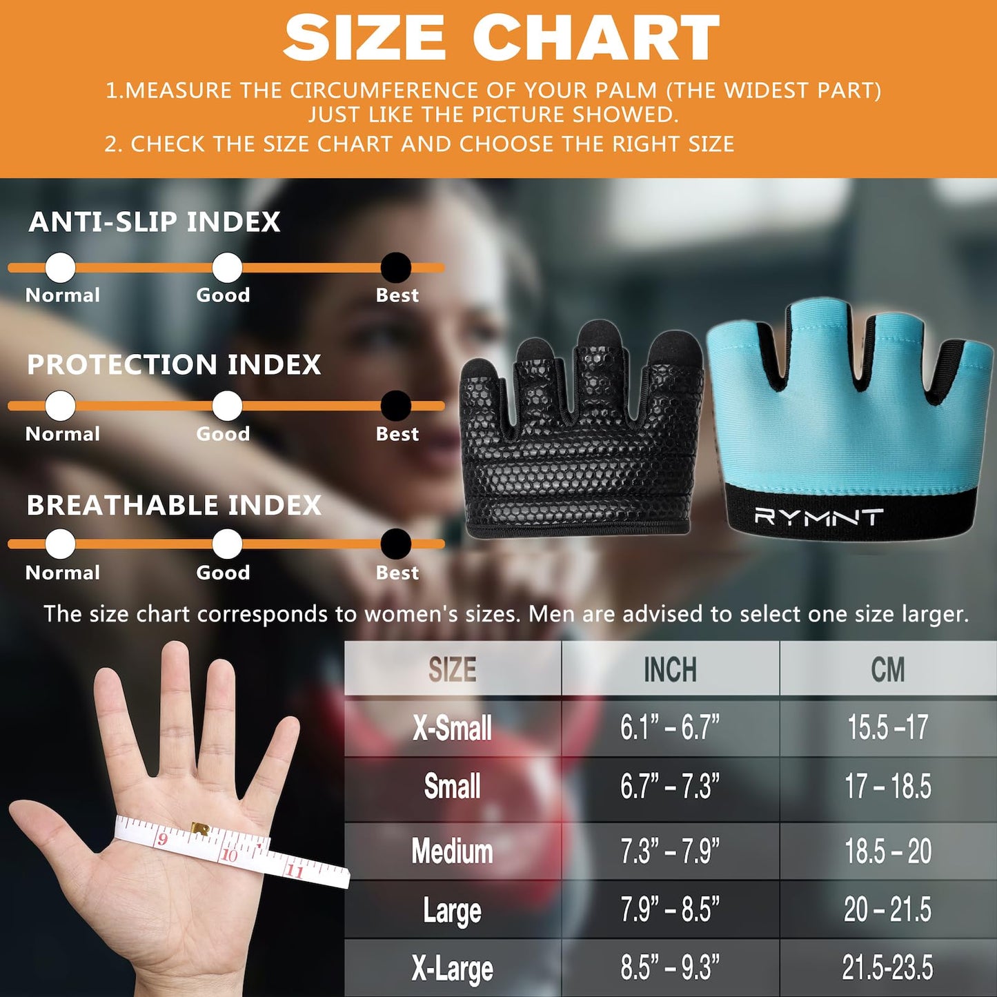 RYMNT Minimal Workout Gloves,Short Micro Weight Lifting Gloves Grip Pads with Full Palm Protection & Extra Grip for Men Women Weightlifting,Gym,Cross Training,Powerlifting,WODs.Aqua-Large