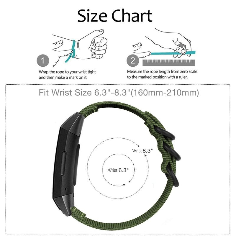 YOOSIDE Nylon Band for Fitbit Charge 4/Charge 3, NOTA Woven Strap with Stainless Steel Ring (Green)