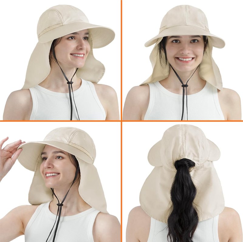 Women's Sun Hat UPF 50+ - Wide Brim UV Protection with Ponytail Hole & Neck Flap | Ideal for Gardening, Fishing & Hiking