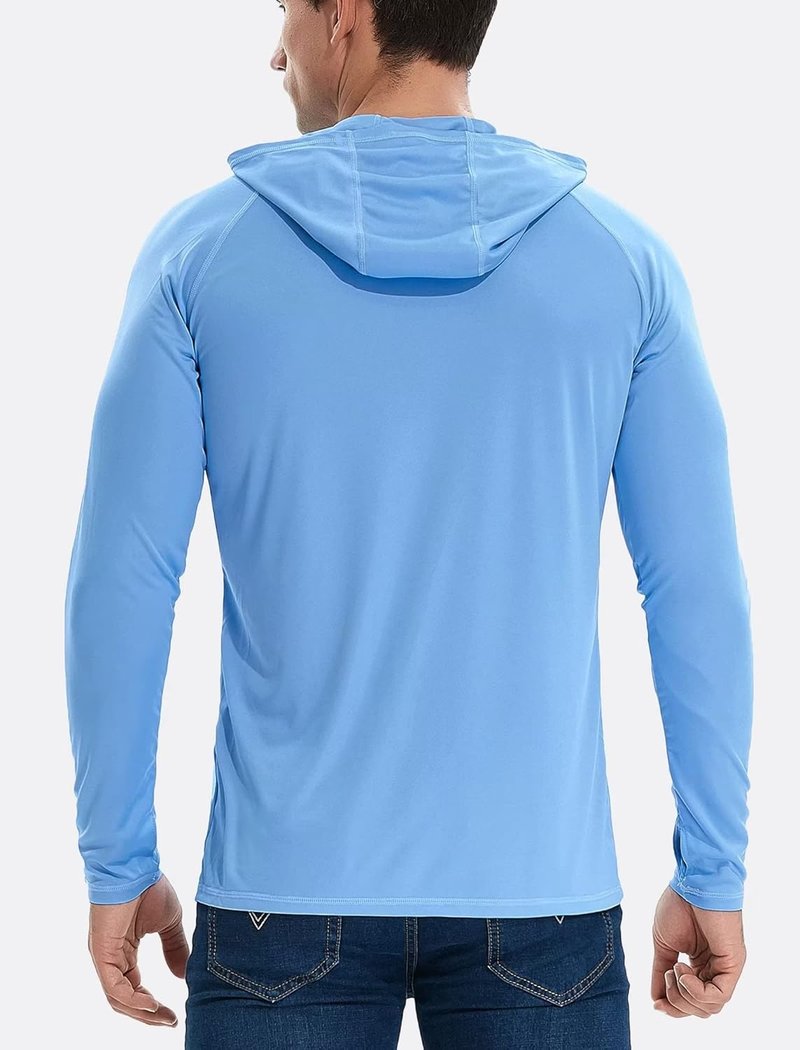 TELALEO Men's UPF 50+ Sun Protection Hoodie - Lightweight Long Sleeve Shirt for Fishing & Running