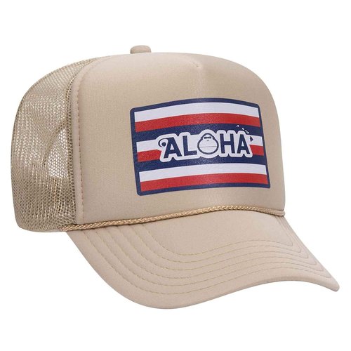OTTO Wholesale 12 x Polyester Foam Front 5 Panel High Crown Mesh Back Trucker Hat - Khaki - (12 Pcs)