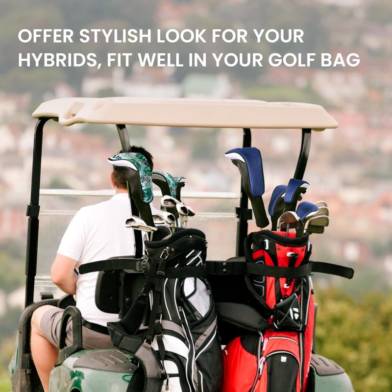 FINGER TEN Golf Club Head Covers for Hybrids Long Headcover Interchangeable Accessories for Ultimate Club Protection (2 Hybrid-Black)