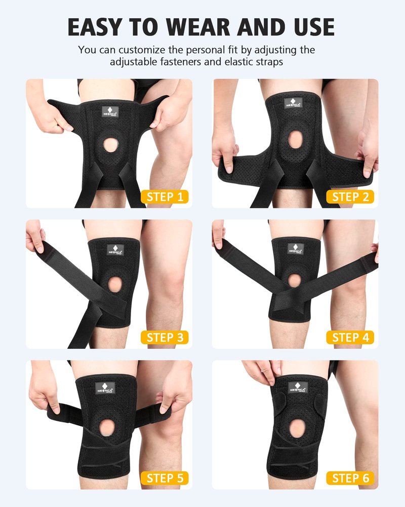 NEENCA Knee Brace for Knee Pain, Adjustable Knee Support with Patella Gel Pad & Side Spring Stabilizers, Knee Wrap for Arthritis, Meniscus Tear, ACL, Knee Pain Relief, Runner, Sport