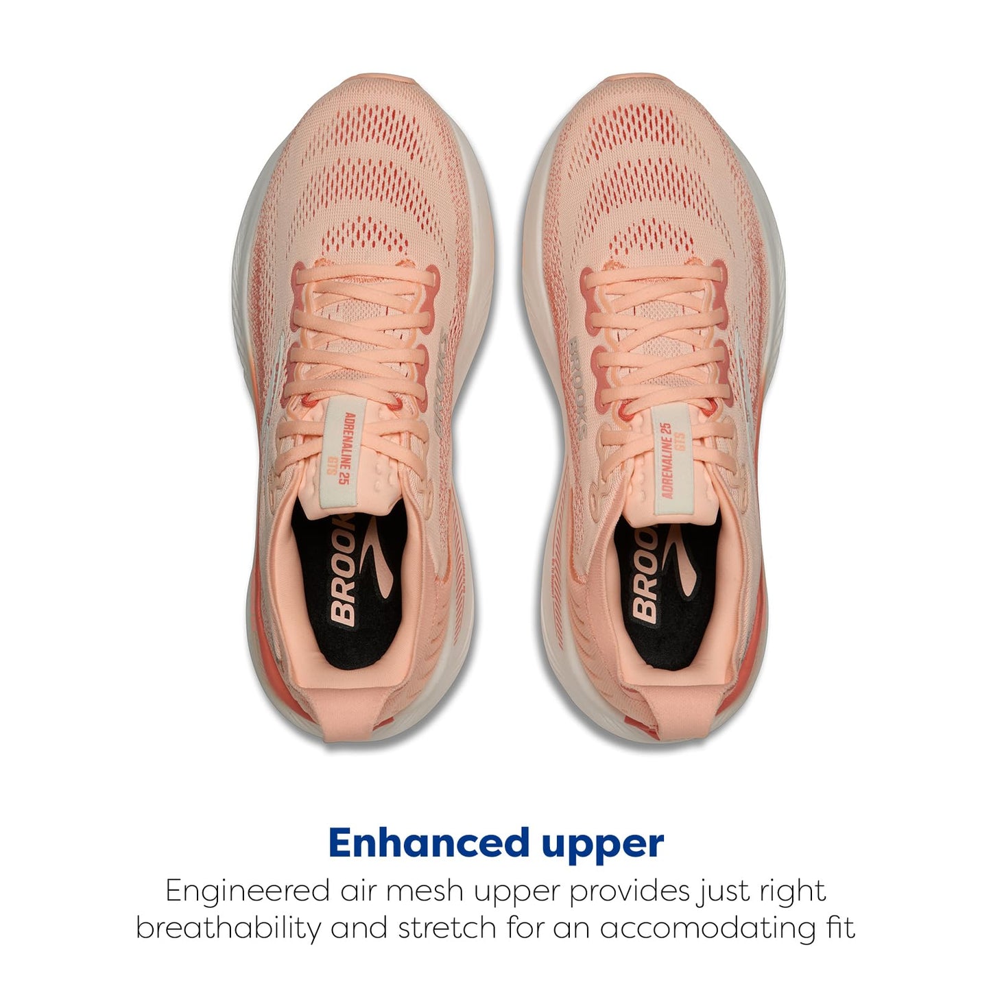 Brooks Women’s Adrenaline GTS 25 Supportive Running & Walking Shoe - Peach Echo/Coconut - 10 Medium