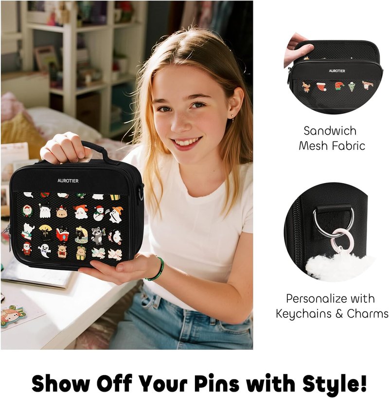 Enamel Pin Display Book - 12-Page Collection Case for Pins, Patches & Medals | Crossbody Bag Design