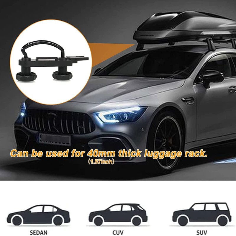 Sporacingrts 4 PCS Roof Box U-Bolt Clamps Rooftop car Van mounting Accessories U-Bracket mounting Accessories, 85mm Internal Width, with 8 Lock Nuts, 2 Strap Kit for Most Cars