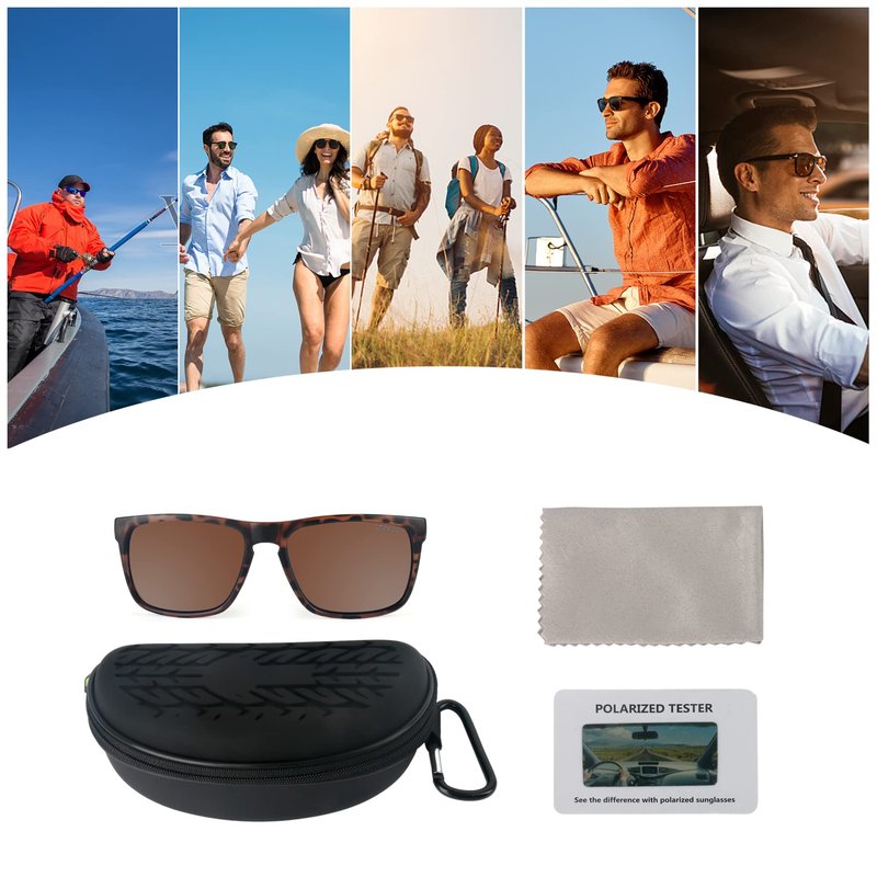 LTOHOE Polarized Sunglasses for Men and Women, Fishing Boating Driving Sport Beach Sunglasses UV400 Protection, Mirrored Scratch Resistant Lightweight TR90 Frame Rectangle Sunglasses