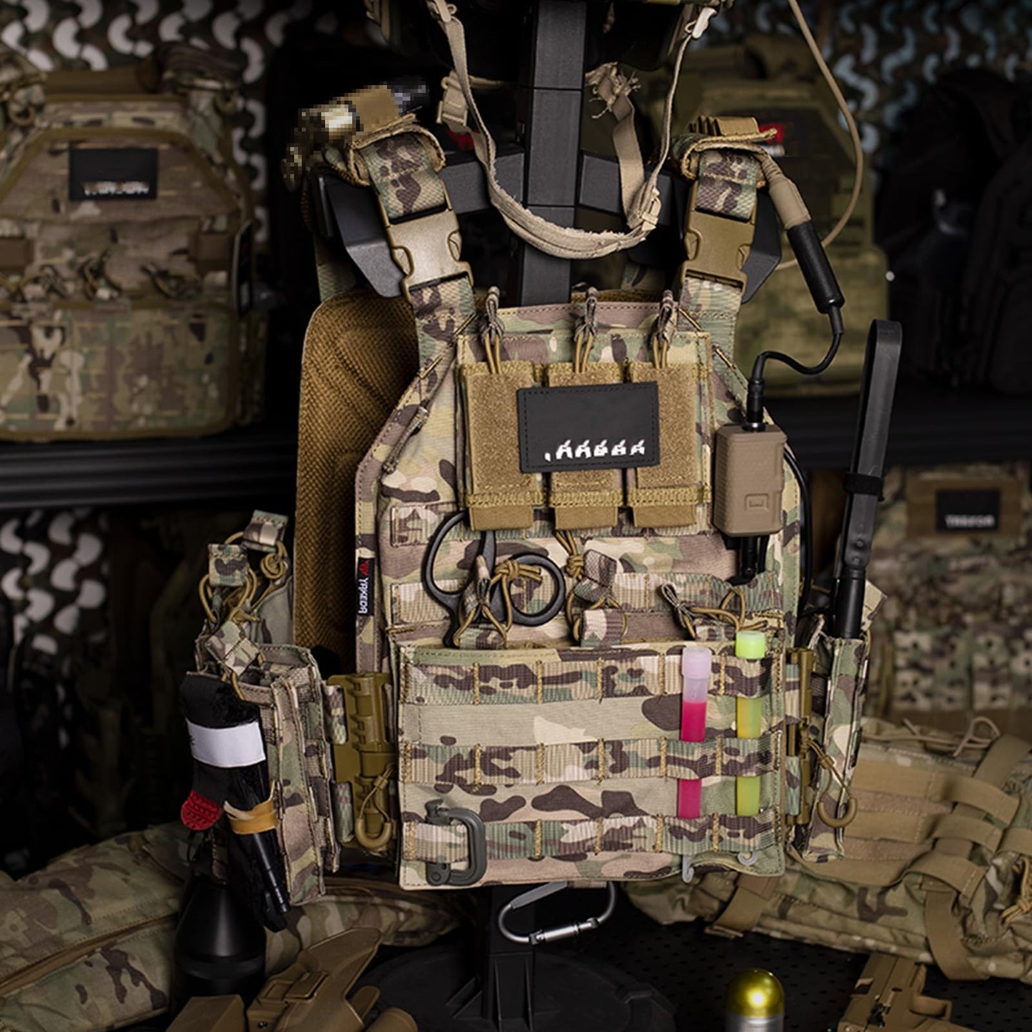PIKEON Tactical Vest Quick Release Airsoft Vest for Man Outdoor Adjustable Breathable Vest (CP)
