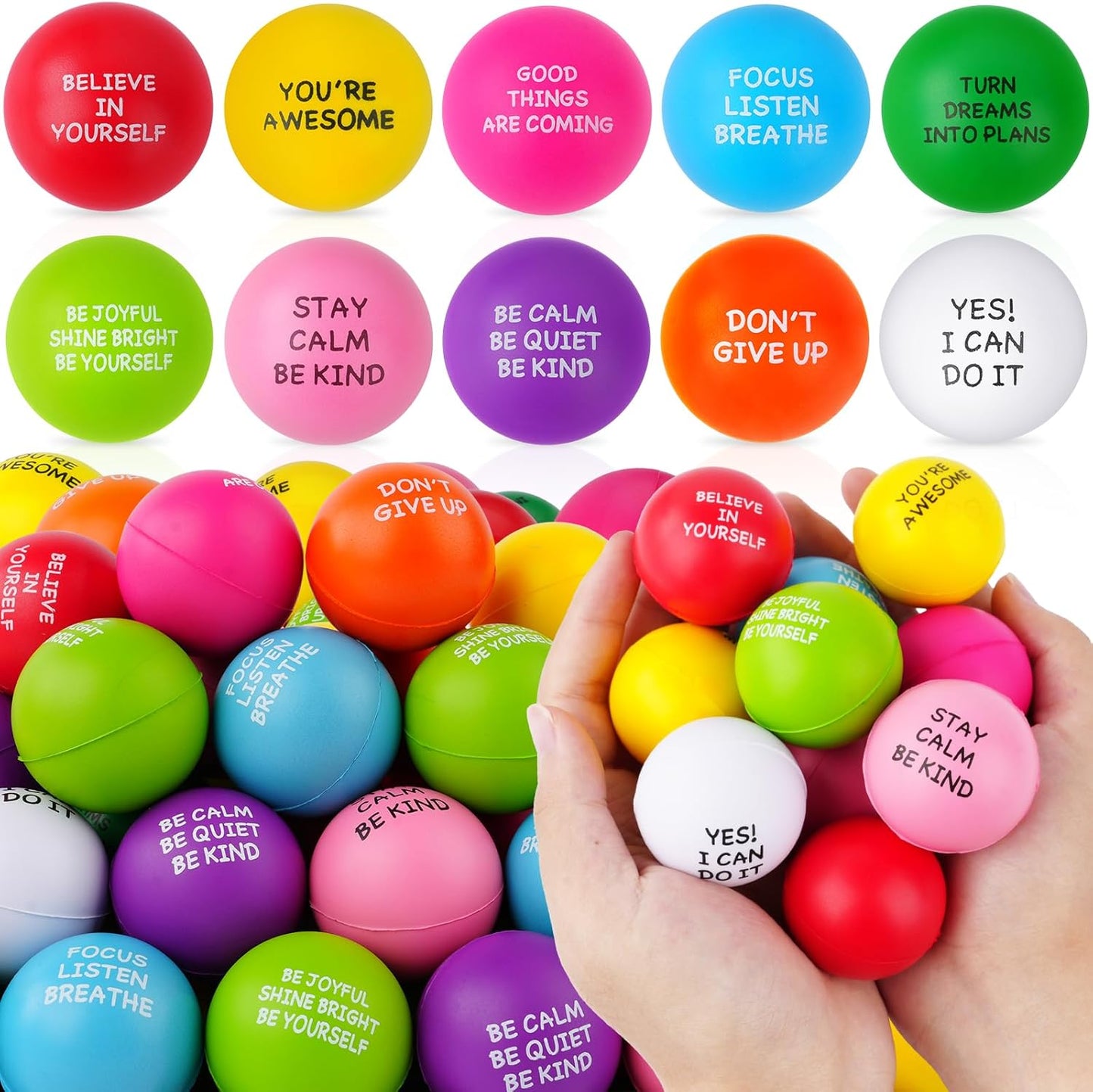 Stress Balls for Adults - 100PCS Foam Squeeze Stress Relief Toys | Perfect for Office, Classroom & Parties