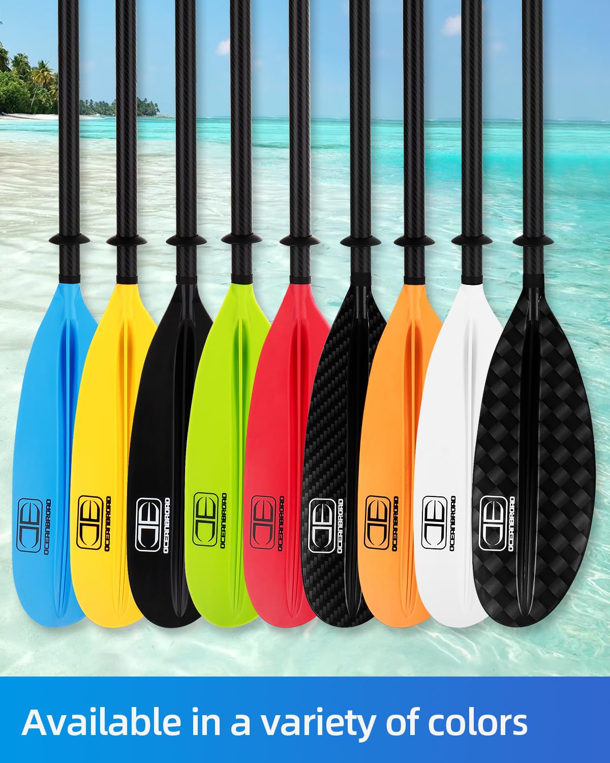 OCEANBROAD Adjustable Carbon Fiber Kayak Paddle 86in/220cm to 94in/240cm Kayaking Oar with Paddle Leash 1 Paddle, Orange
