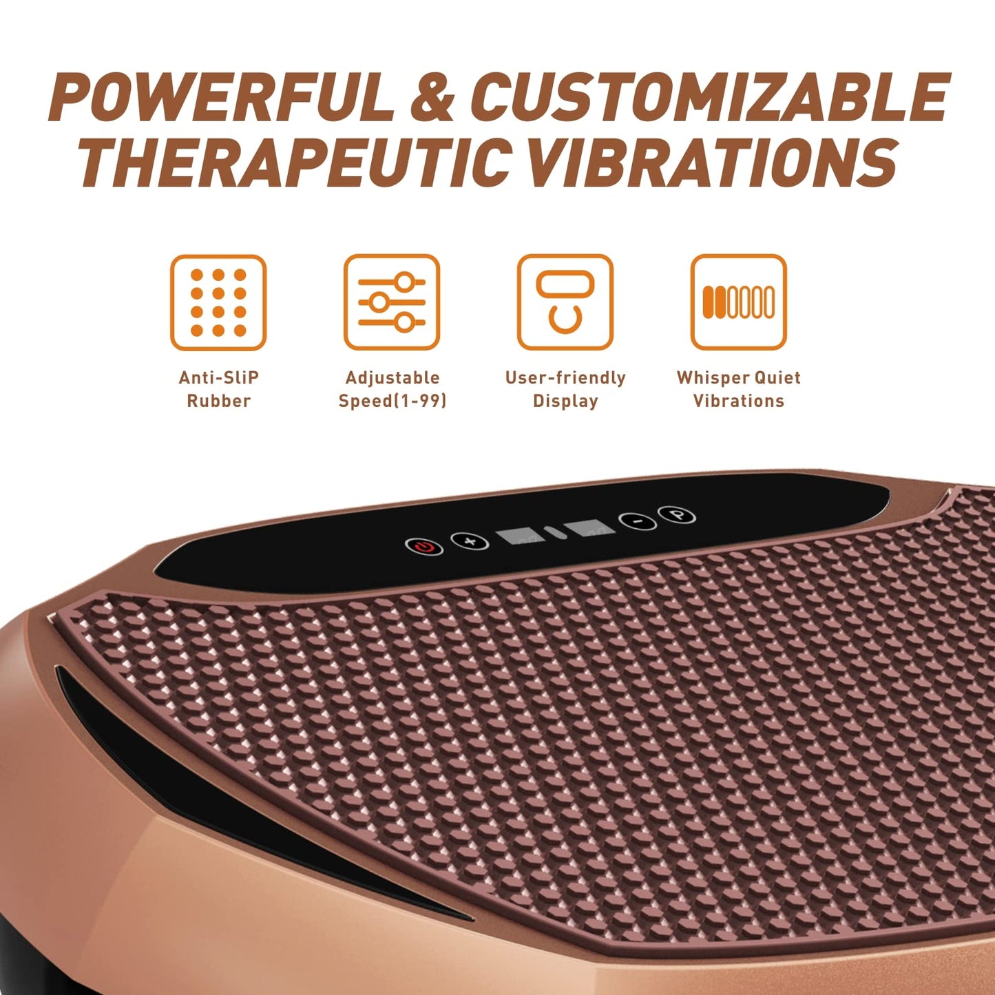 EILISON Bolt Vibration Plate Exercise Machine - Lymphatic Drainage Machine for Weight Loss Home Fitness - Whole Body Vibration Platform Exercise Machine - Max User Weight 300lbs Brown (Bolt Brown)