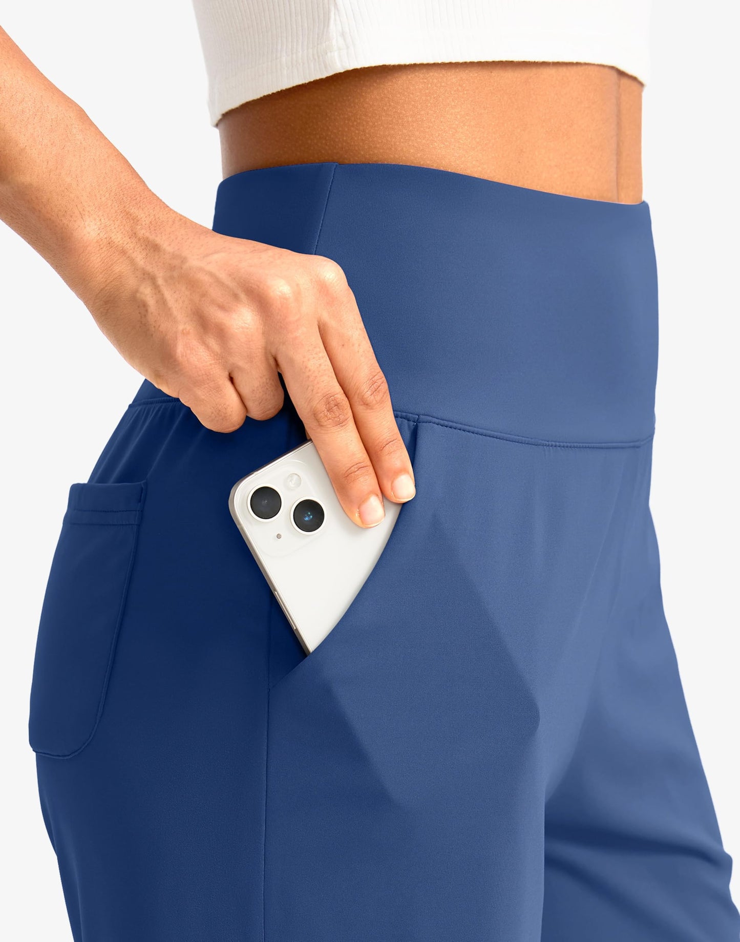 G Gradual Women's Bermuda Long Shorts with Pockets 7" High Waisted Knee Length Shorts for Women Walking Athletic Workout(Blue-L7,3XL)