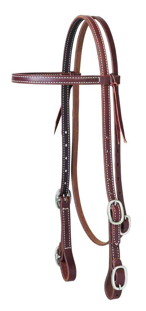 Weaver Leather Working Tack Browband Headstall with Buckle Bit Ends , 5/8"