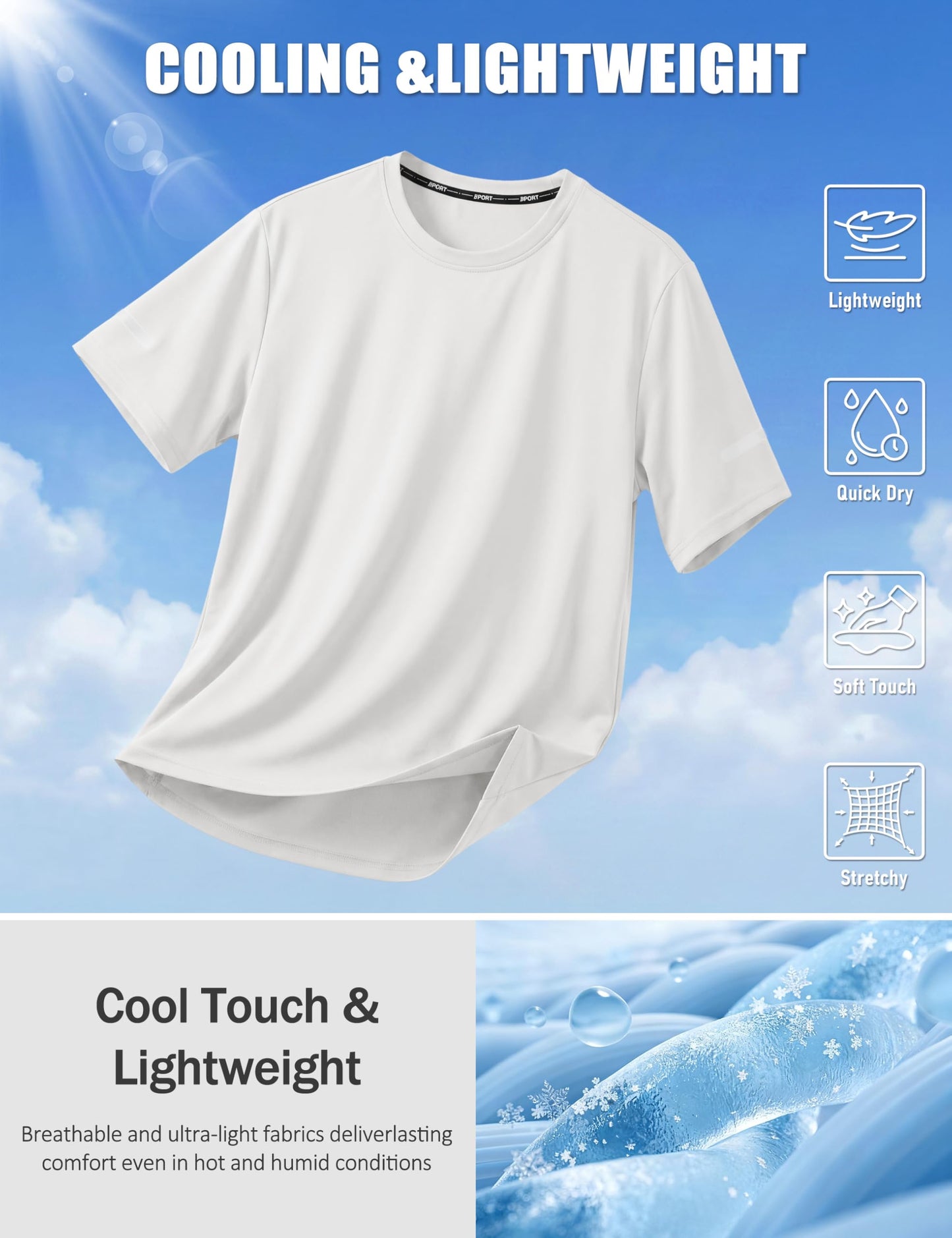 TACVASEN Mens Athletic Shirts Short Sleeve Quick Dry Workout Shirts Sun Protection Gym Running Tshirts Rash Guard White M