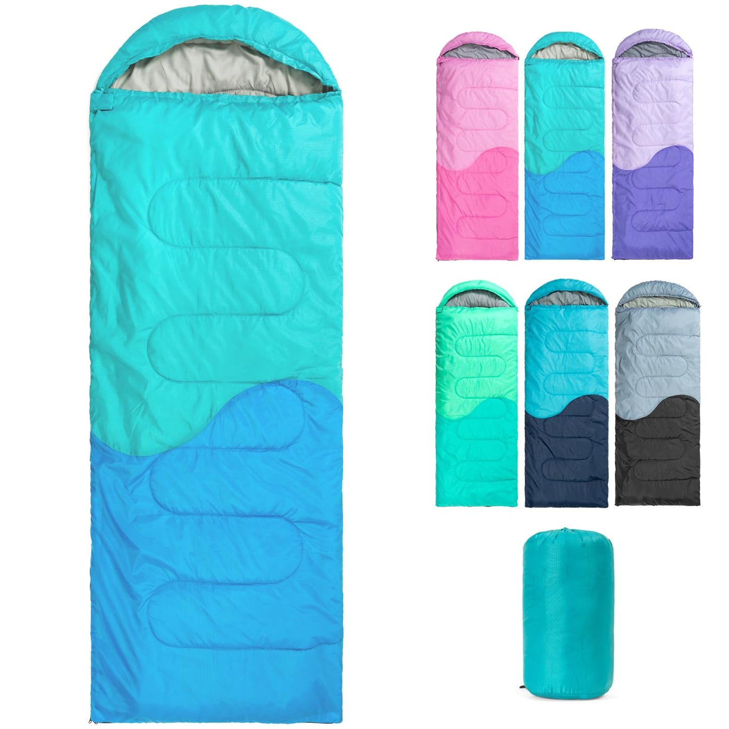 Sleeping Bag - 3 Seasons for Adults Kids Boys Girls Camping Hiking - Warm Cold Weather Lightweight Portable with Compression Bag for Backpacking in Spring, Summer, Fall and Winter