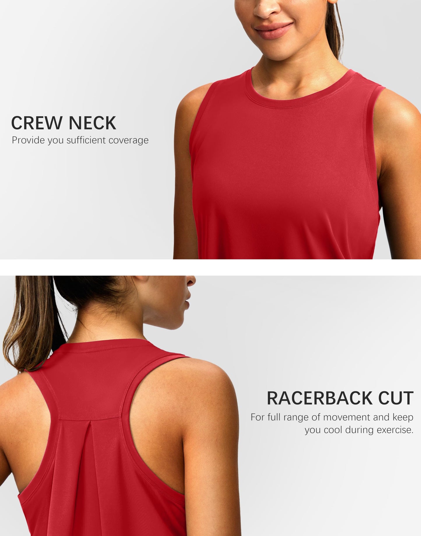 Women's Workout Tops Racerback Athletic Tank Tops Sleeveless Loose Fit Yoga Running Gym Shirts for Women(Red,XL)