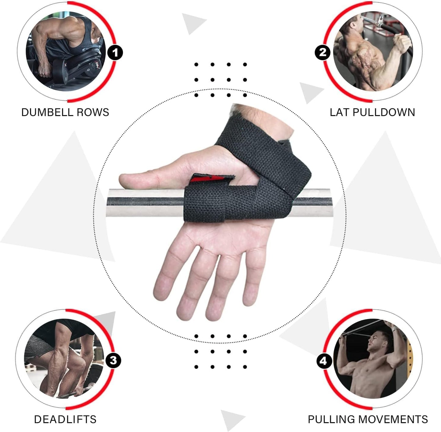 AQF Lifting Wrist Straps - Neoprene Padded Cotton for Weightlifting | 23” Maximum Grip Support for Men & Women