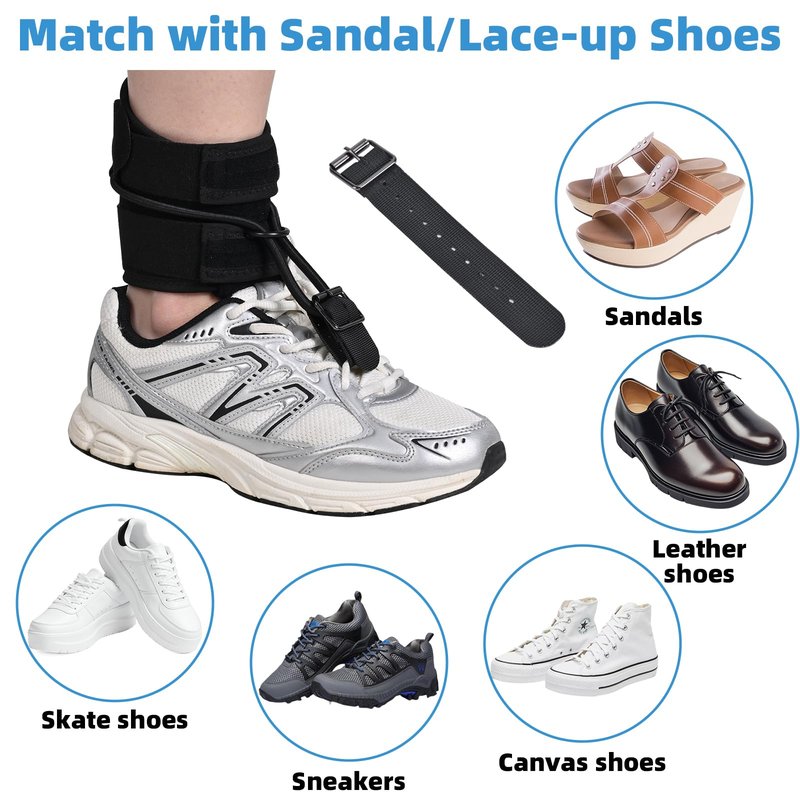 Tenbon AFO Foot Drop Brace for Walking with Shoes & Sandals, Adjustable Dorsiflexion Assist Support for Improved Gait, Lightweight Drop Foot Orthosis for Daily Recovery, Fits Left or Right Foot