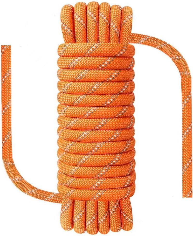 NorthPada 1/2 in (12mm) x 65 ft (20M) Static Outdoor Climbing Rope, Nylon/Polyester, Orange, Arborist/Rappelling/Swing Rope, 24KN Tensile Strength