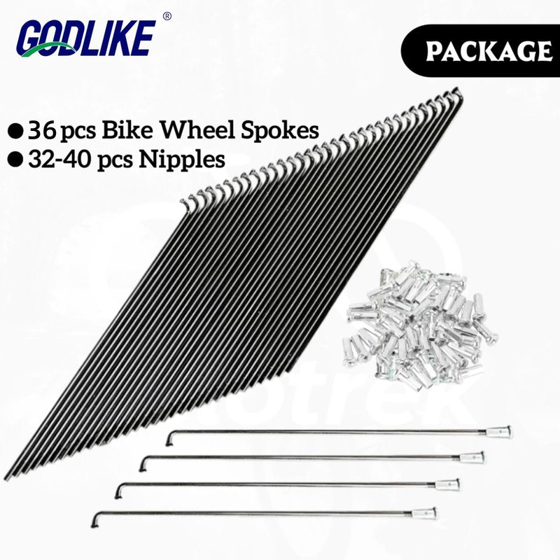 GODLIKE 36Pcs High-end Quality 14G J Bend Bicycle Stainless Steel Spokes 256-305mm Length with Nipples Straight Head Bike Replacement Parts Black (J-Bend 271mm)