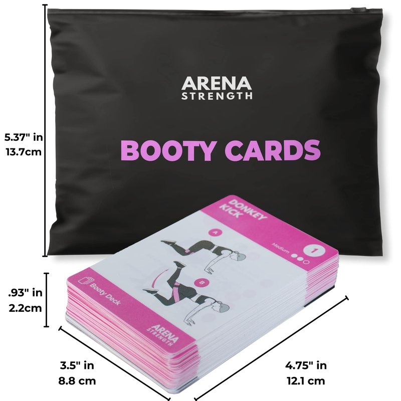 Arena Strength Booty Fitness Workout Cards- Instructional Deck for Band Workouts, Beginner Guide Resistance Training Exercises at Home. Includes Routines.