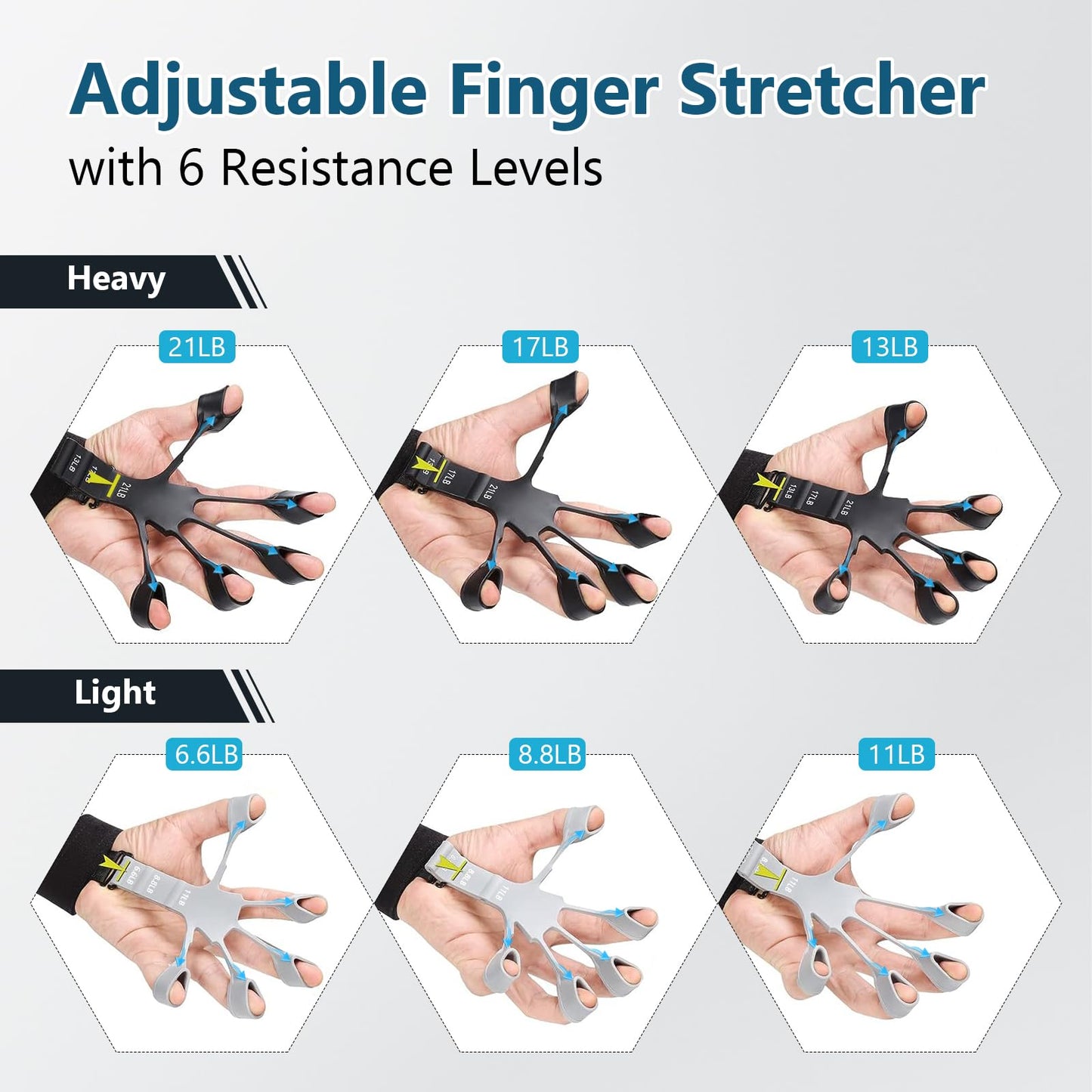 13 PCS Grip Strength Trainer Kit, Hand Gripper Strengthener, Forearm Strengthener, Finger Strengthener, Finger Exerciser, Stress Relief Ball, Forearm Workout Ring for Muscle Building and Injury Recover