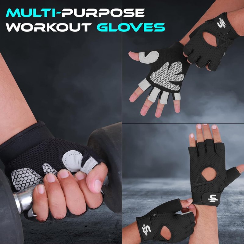 Gym Gloves for Men & Women - Breathable Weight Lifting Gloves with Non-Slip Grip | Silicone Palm Protection for Fitness Training