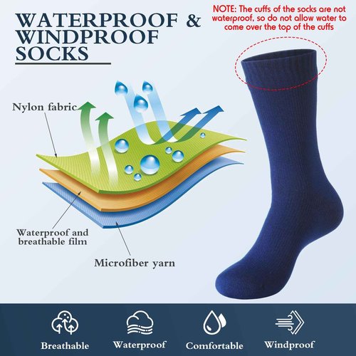 Jiuguva 4 Pairs Waterproof Socks Unisex Waterproof Breathable Outdoor Hiking Wading Fishing Socks for Men Women(Medium,4 Colors)