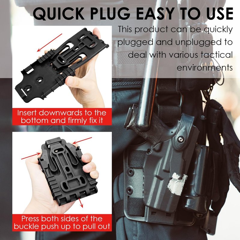 Tactical Holster Adapter Set - QLS Quick Locking Fork & Duty Receiver Plate Kit for Secure Gear Mounting