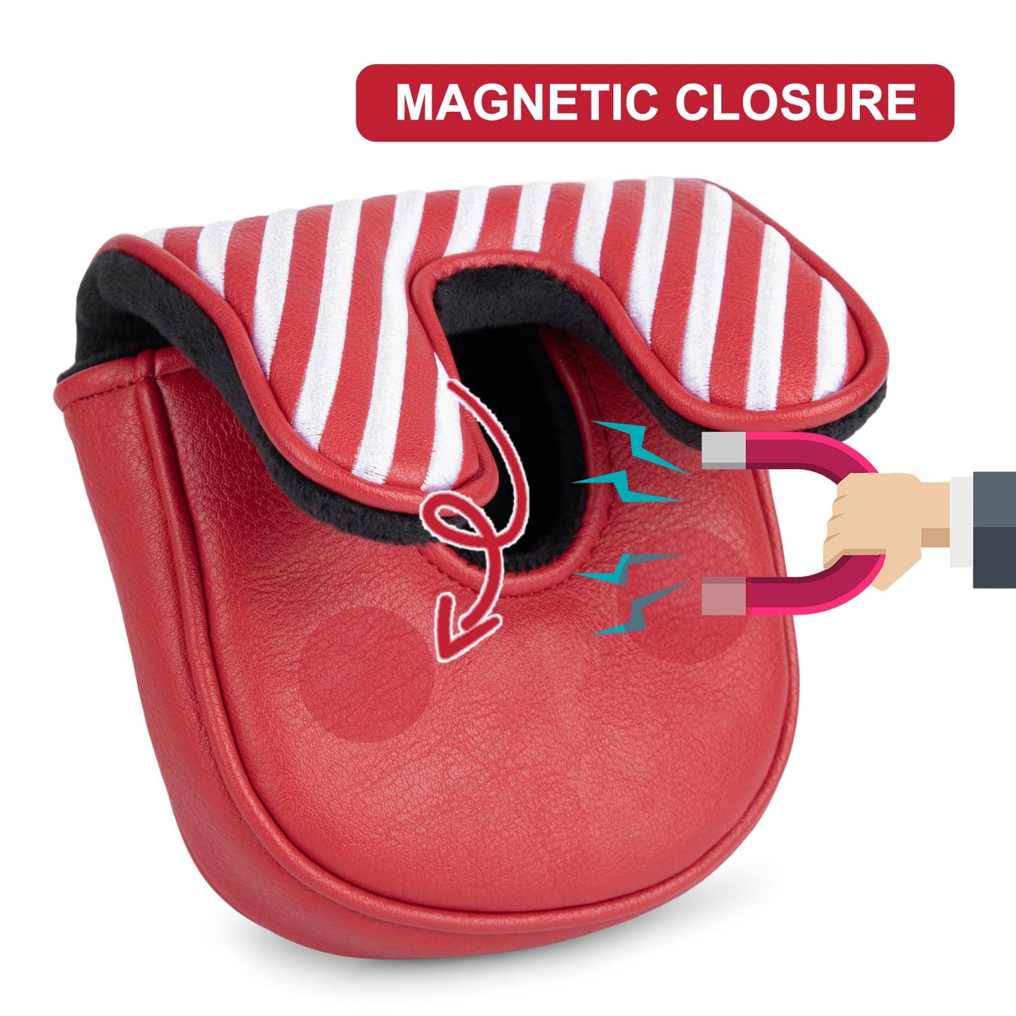 Golf Mallet Putter Cover Golf Headcover, Magnetic Closure Premium Leather Do Not 3Putt Golf Head Covers Fits Golf DF3 Putter Poker Ace Mallet Putter Headcover (RBF)