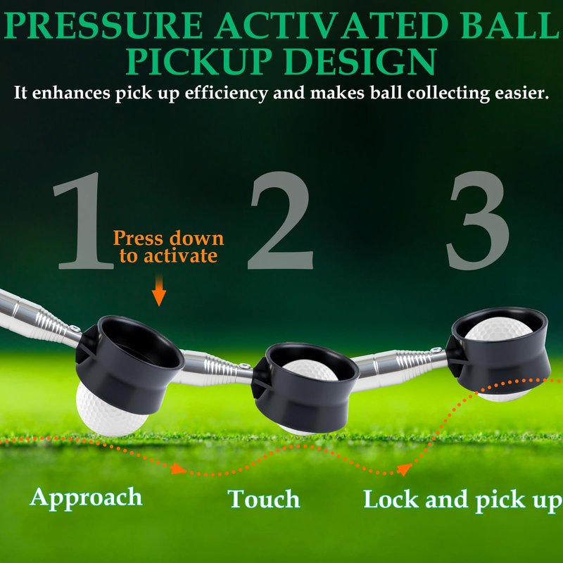 Vokvaktak 9Ft Golf Ball Retriever Telescopic, Stainless Golf Ball Retriever for Water, Golf Ball Grabber, Golf Accessories Gifts for Men Women