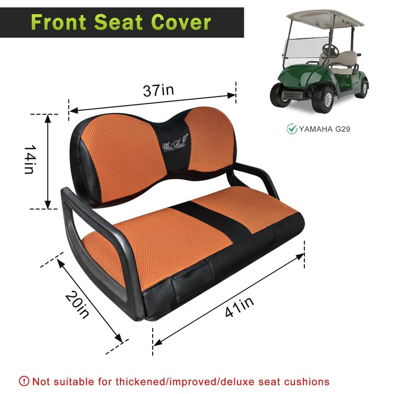 WEIMELL Golf Cart Seat Covers Fit Yamaha G29 Drive Front Seat Covers for Regular Cushion Breathable Thicken Mesh with Vinyl Leather No Nails Gun Easy to Install Black & Green