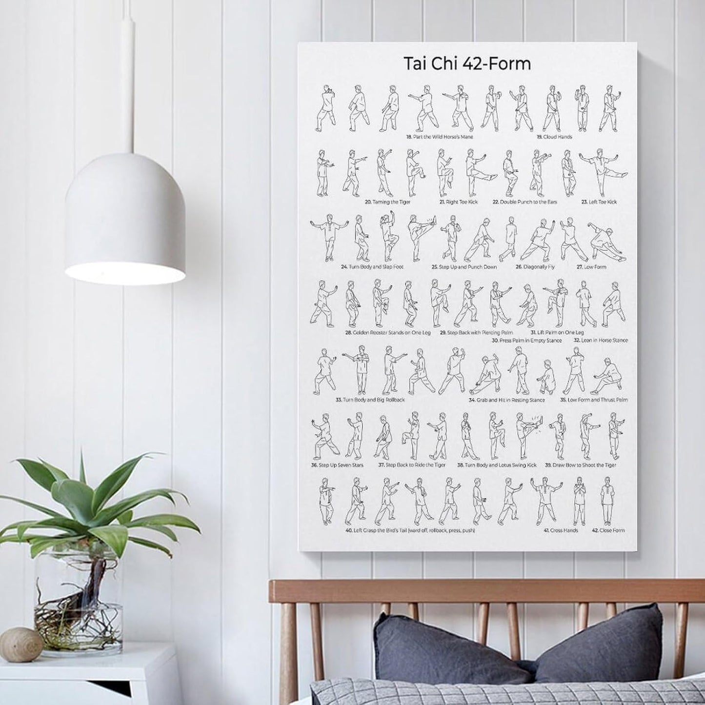 Tai Chi 42-Form Canvas Wall Art - Modern Bedroom Decor | Unframed 12x18 Inch Print