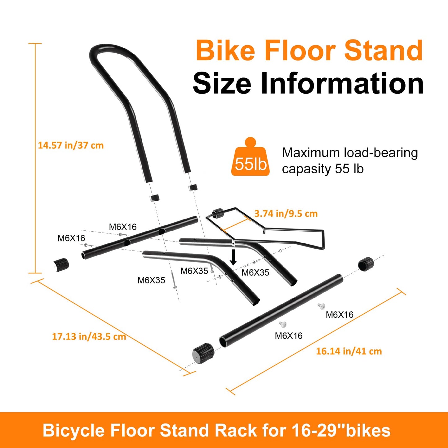 Bike Floor Stand Bikes Bicycle Rack for Outdoor and Indoor,Front And Rear Wheel Storage Bicycle Freestanding Parking Stand Holder Fit for 16"-29" Kid's/Mountain/Road Bikes,Heavy Duty Metal,Adjustable