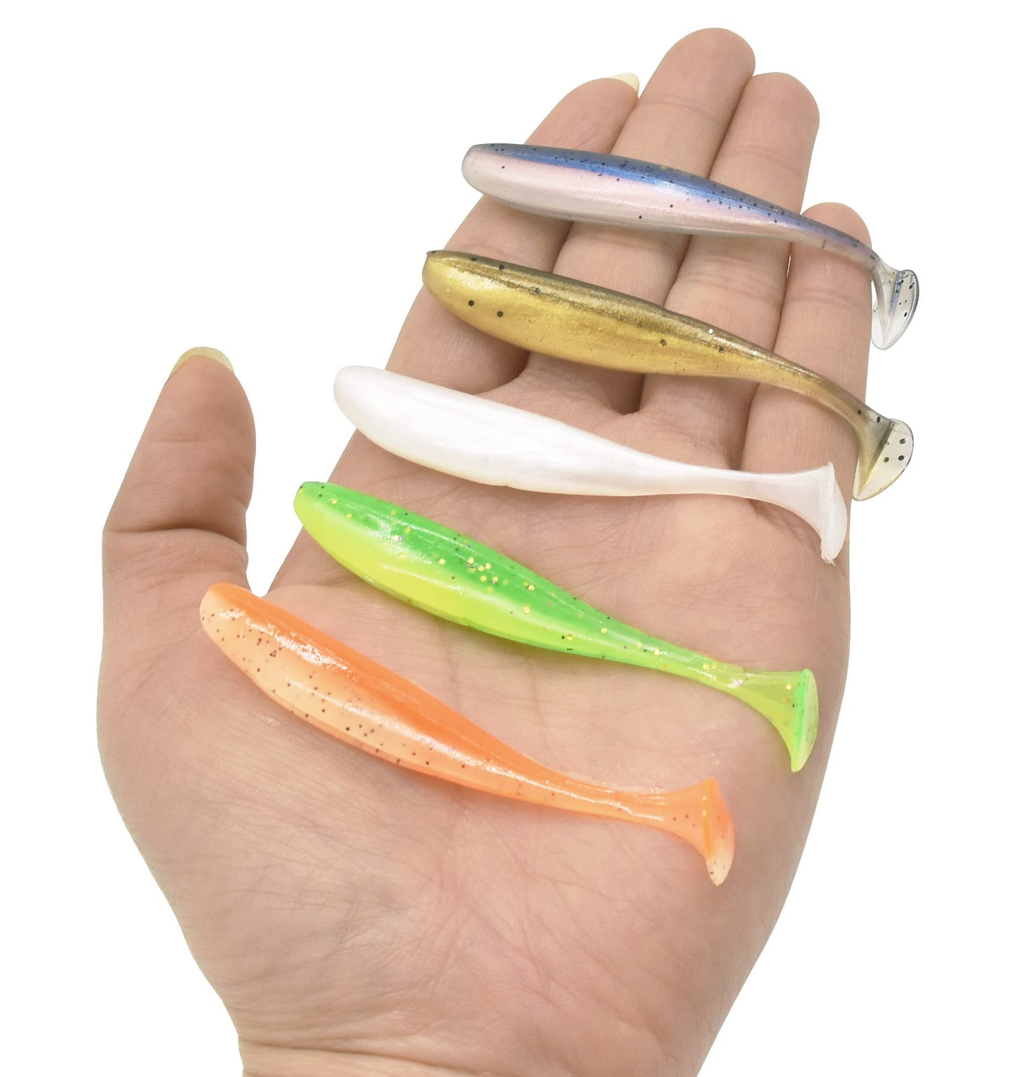 100 Pcs Fishing Soft Bait Swimbaits Lures Soft Plastic Fishing Lures Swim Baits Bass Lures (C)
