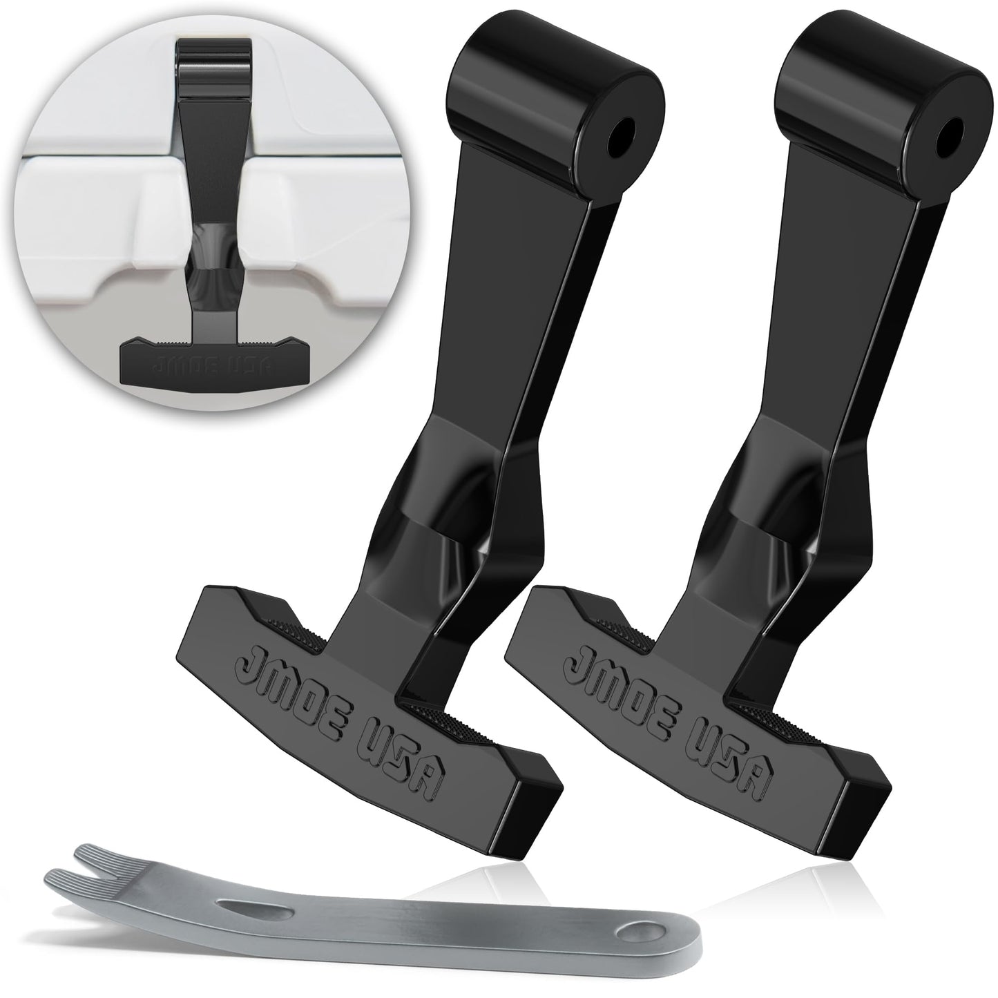 Jmoe USA T-Latch Replacement Kit + Metal Pry Bar | Fits RTIC & Yeti Coolers | Tough Durable Rubber Material | 2-Pack | Compatible with Tundra, Roadie, Haul, Silo, Ultra-Light, and More