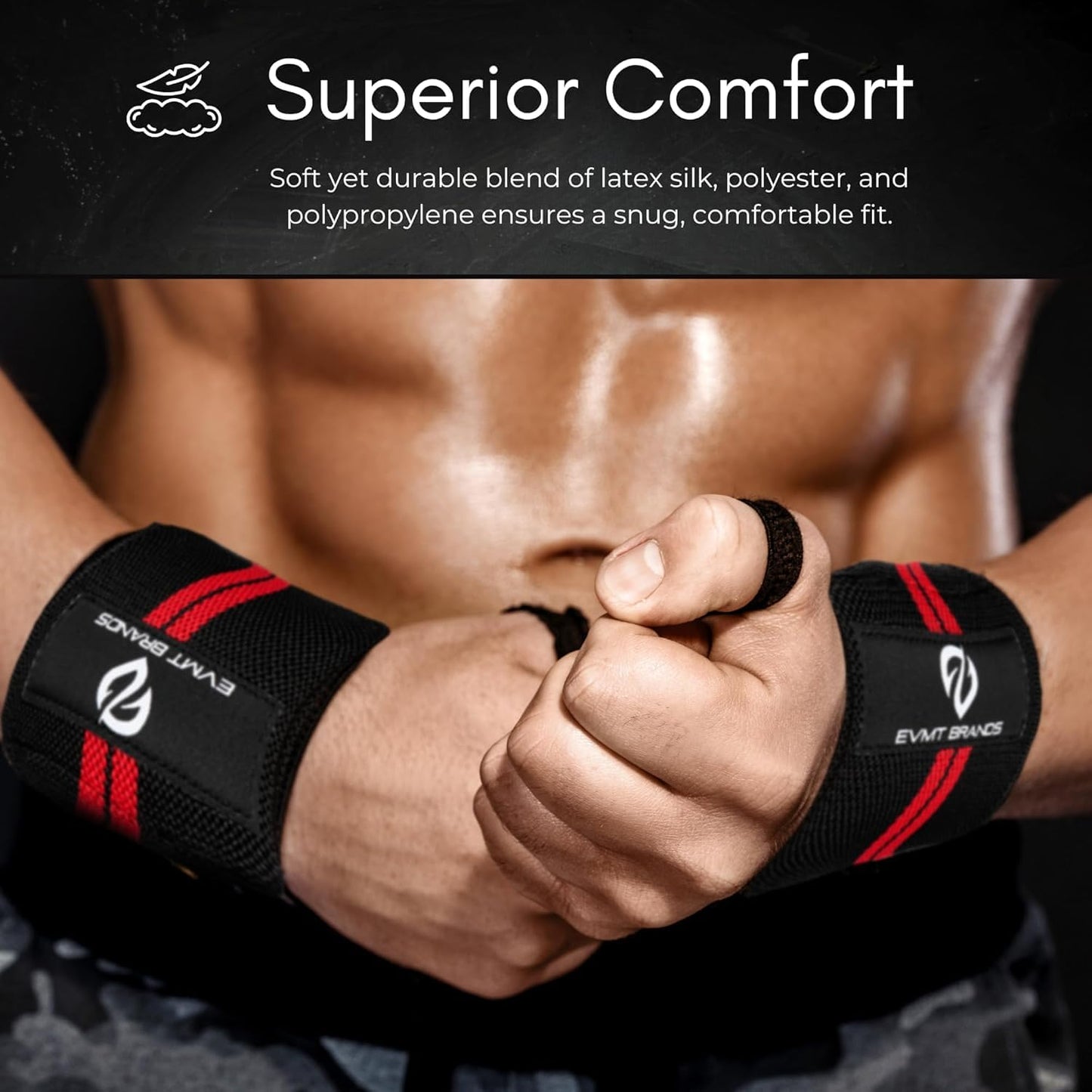 EVMT Premium Wrist Wraps for Weightlifting | Durable Lifting Straps for Enhanced Wrist Support | Perfect for Strength Training, Gym Workouts & General Athletics