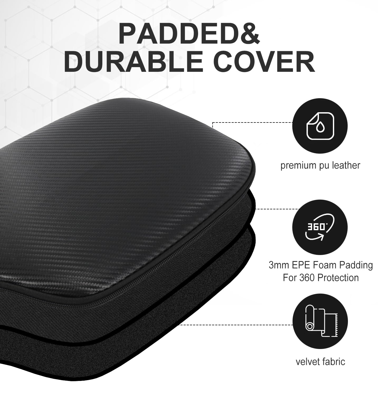 Myartte Pickleball Paddle Cover Black 11.8' L x 9' W PU Leather Protection