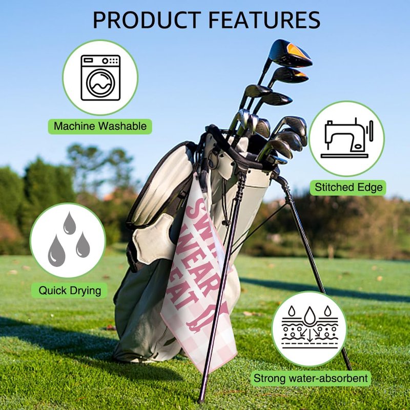 WUUCKOO Funny Golf Towel for Golf Bags with Clip, Golf Accessories for Women, Mothers Day Birthday Retirement Gifts for Mom Ladies Grandma Aunt Wife (Pink4)