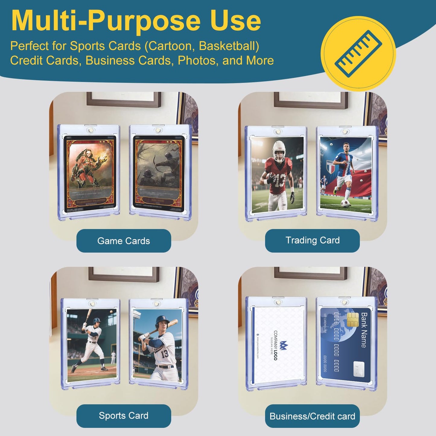 100ct Magnetic Card Holder, 35pt One Touch Mags Case for Trading Cards, UV Hard Plastic Sports Display Cases for MTG,PTCG,Baseball, Football, Basketball,Archival Quality Card Protectors(100)