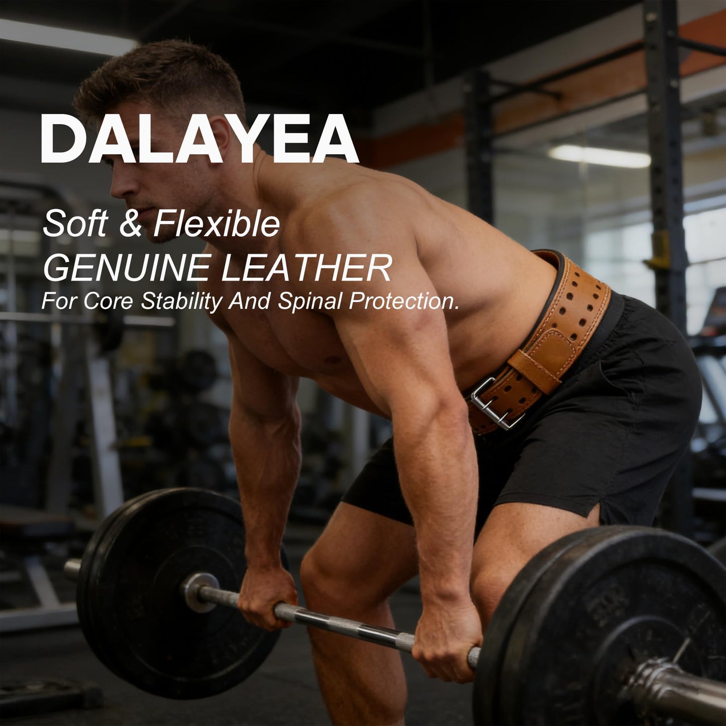 Leather Weight Lifting Belt, Men Belt for Gym Weight Belt Lumbar Back Support Powerlifting Weightlifting Heavy Duty Workout Training Strength Training Fitness (Yellow-S)