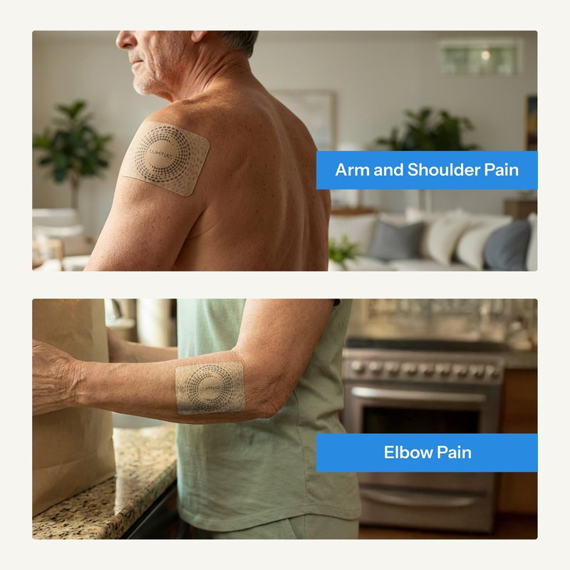 LUMINAS Relief Patch - Water-Resistant Adhesive, Electroceutical Relief - Versatile Daily Comfort, Long Lasting - Neck, Joints, Back, Knee, Shins, Bumps - 20 Pack (Large Tan Patches)