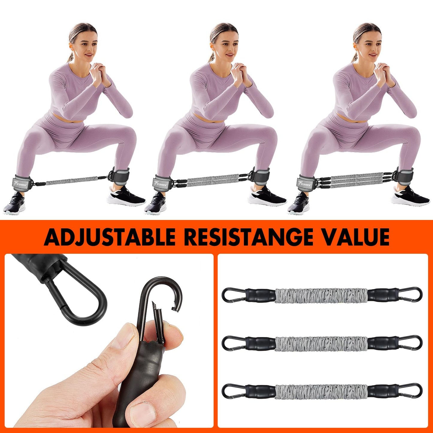 Ankle Resistance Bands with Cuffs, Ankle Bands for Working Out, Ankle Resistance Band for Leg, Glutes Workout Equipment, Booty Workout Equipment for Kickbacks Hip Fitness Training