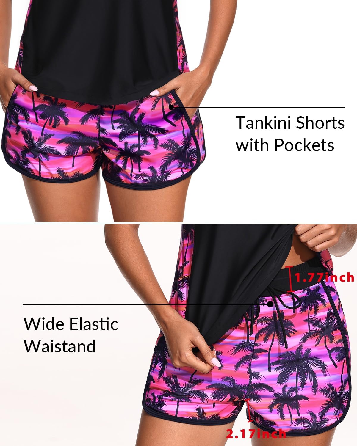 Tankini Swimsuit for Women - Tummy Control Two-Piece Bathing Suit with Sporty Pockets | Comfortable Fit