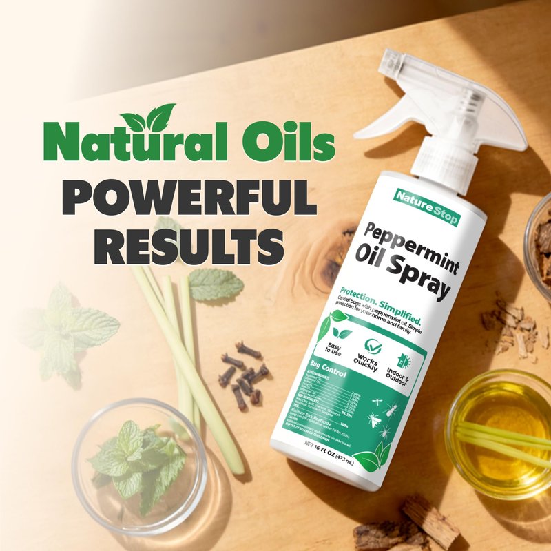 NatureStop Peppermint Oil Bug Spray – Helps Deter Bugs from Indoor & Outdoor Areas, 16 oz