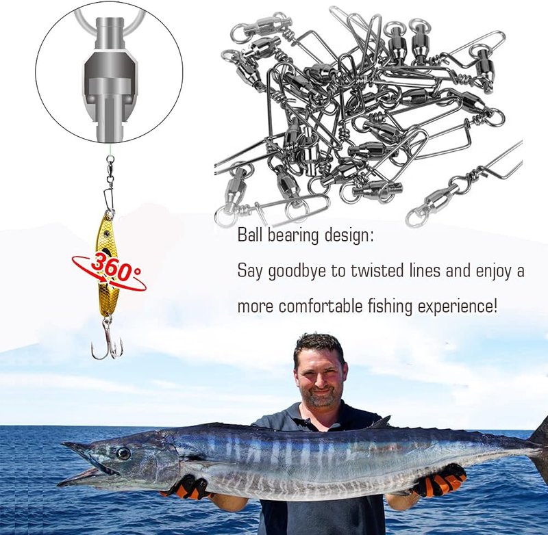 Saltwater Fishing Snap Swivel - High Strength Stainless Steel Connector | Corrosion Resistant, Black Nickel Finish